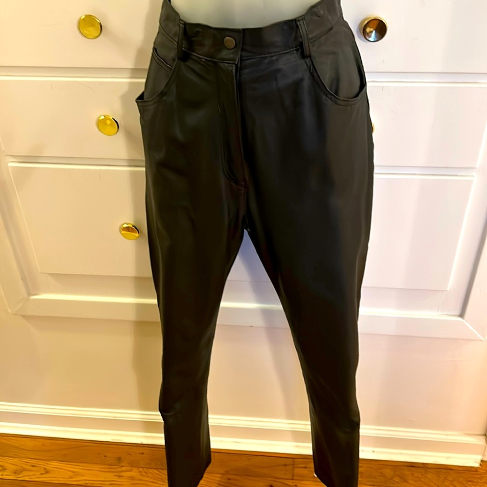 Newport News Best of Europe Black genuine leather long pants